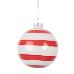 Clayre & Eef Kerstbal Ø 8x8 cm Rood Roze Glas