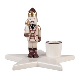 Clayre & Eef Kandelaar 15x14x12 cm Beige Keramiek Notenkraker