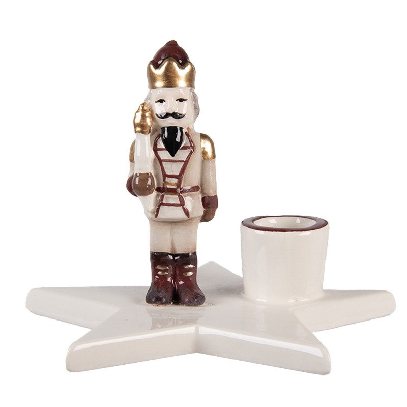 Clayre & Eef Kandelaar 15x14x12 cm Beige Keramiek Notenkraker