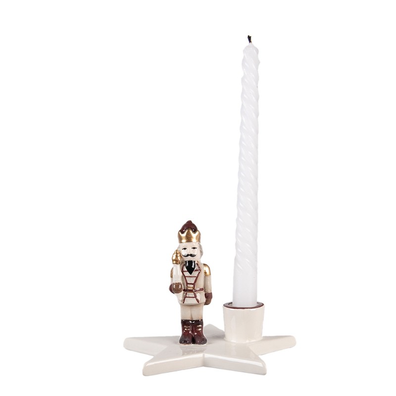 Clayre & Eef Kandelaar 15x14x12 cm Beige Keramiek Notenkraker