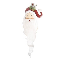 Clayre & Eef Decorazione murale Babbo Natale 30x10x79 cm Bianco Rosso Metallo