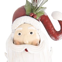 Clayre & Eef Decorazione murale Babbo Natale 30x10x79 cm Bianco Rosso Metallo