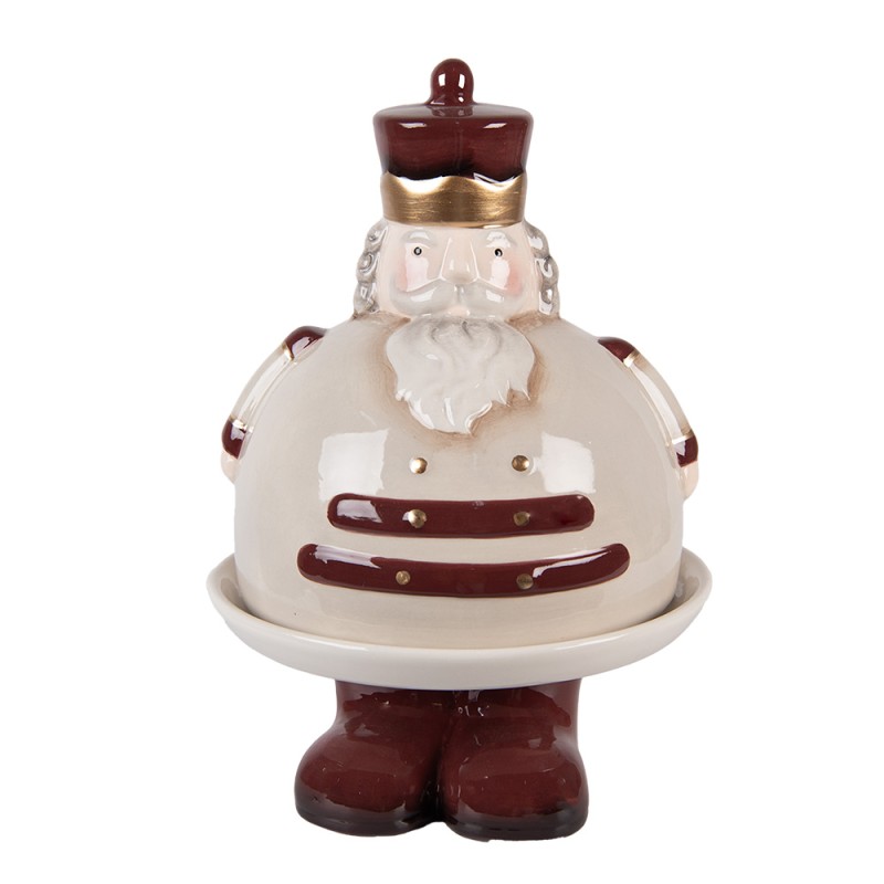 Clayre & Eef Decoratie schaal Notenkraker Ø 17x25 cm Beige Keramiek