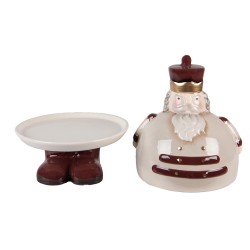 Clayre & Eef Decoratie schaal Notenkraker Ø 17x25 cm Beige Keramiek