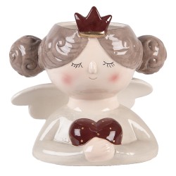 Clayre & Eef Bloempot Engel 17x14x17 cm Beige Keramiek