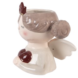 Clayre & Eef Bloempot Engel 17x14x17 cm Beige Keramiek