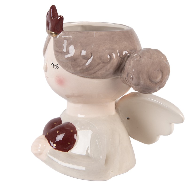Clayre & Eef Bloempot Engel 17x14x17 cm Beige Keramiek