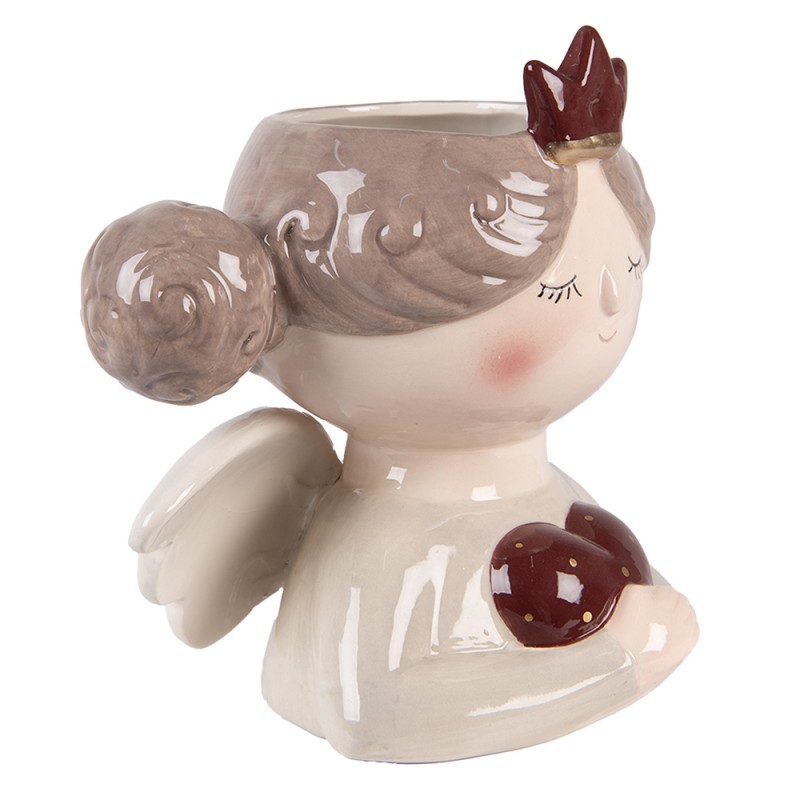 Clayre & Eef Bloempot Engel 17x14x17 cm Beige Keramiek