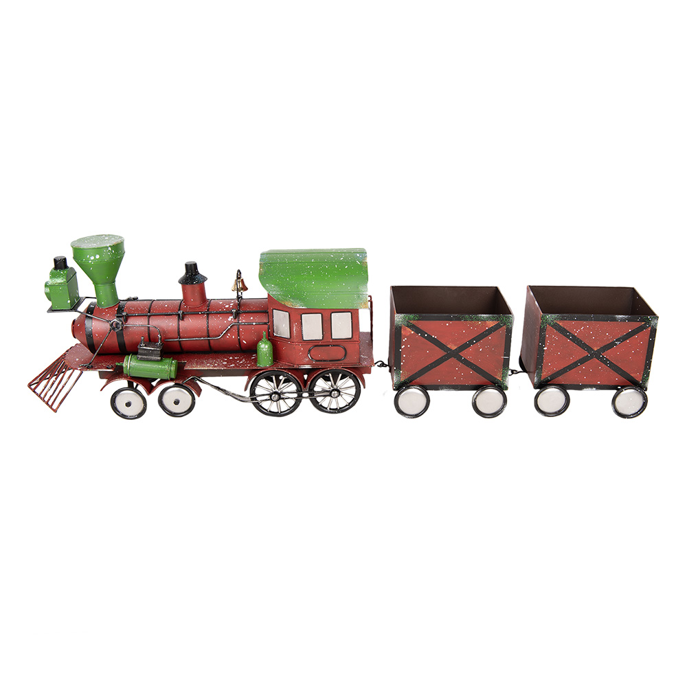 Clayre&Eef Kerstdecoratie Beeld Trein 168x30x46 cm Rood Metaal afbeelding