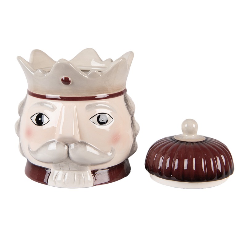 Clayre & Eef Pot de stockage Casse-noisette Ø 16x19 cm Beige Céramique