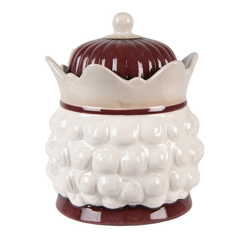 Clayre & Eef Pot de stockage Casse-noisette Ø 16x19 cm Beige Céramique