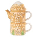 Clayre & Eef Tea for One Casa di pan di zenzero 550 ml / 450 ml Marrone Ceramica