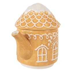 Clayre & Eef Tea for One Casa di pan di zenzero 550 ml / 450 ml Marrone Ceramica