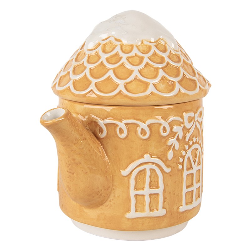 Clayre & Eef Tea for One Casa di pan di zenzero 550 ml / 450 ml Marrone Ceramica