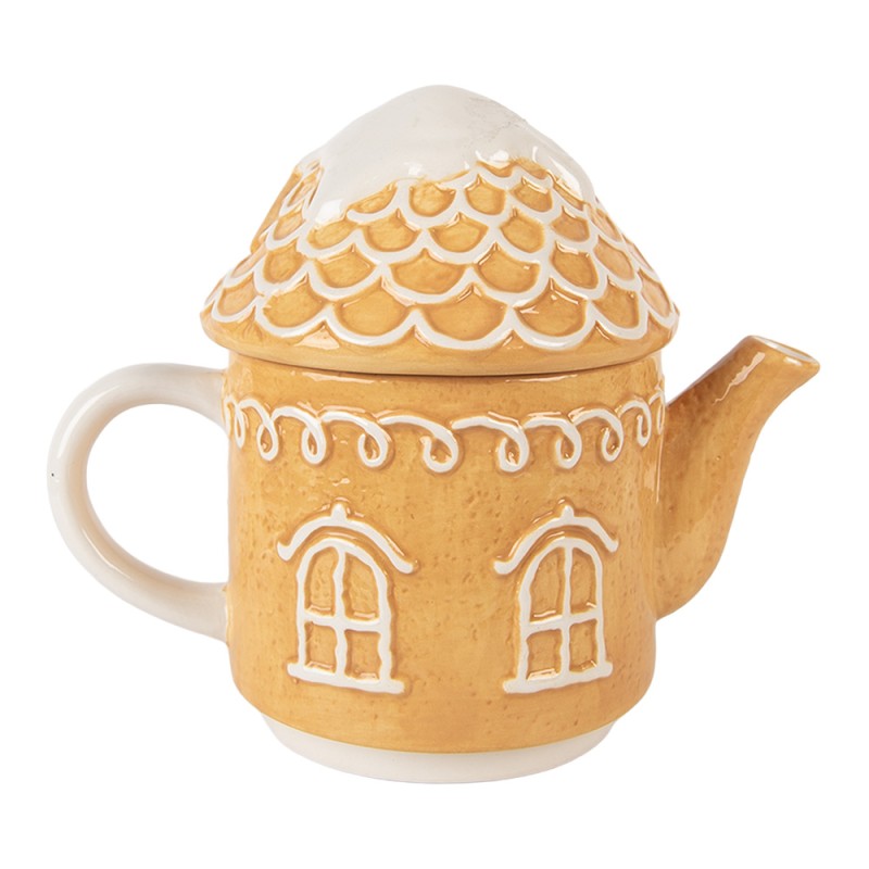 Clayre & Eef Tea for One Casa di pan di zenzero 550 ml / 450 ml Marrone Ceramica