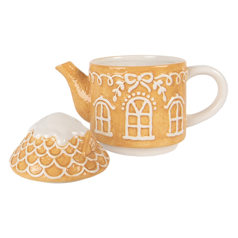 Clayre & Eef Tea for One Casa di pan di zenzero 550 ml / 450 ml Marrone Ceramica