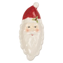 Clayre & Eef Scodella decorativa Babbo Natale 11x25x3 cm Bianco Ceramica Babbo Natale