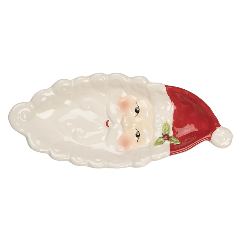 Clayre & Eef Scodella decorativa Babbo Natale 11x25x3 cm Bianco Ceramica Babbo Natale