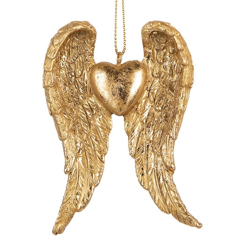 Clayre & Eef Christmas Ornament Wings 6x2x9 cm Gold colored Plastic