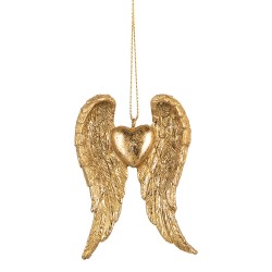 Clayre & Eef Christmas Ornament Wings 6x2x9 cm Gold colored Plastic