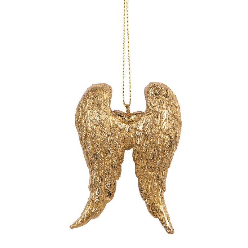 Clayre & Eef Christmas Ornament Wings 6x2x9 cm Gold colored Plastic
