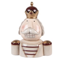 Clayre & Eef Kerstdecoratie Beeld Notenkraker 17x12x23 cm Beige Keramiek