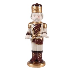 Clayre & Eef Weihnachtsdekorationsfigur Nussknacker 8x8x25 cm Beige Keramik