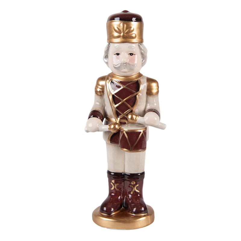 Clayre & Eef Weihnachtsdekorationsfigur Nussknacker 8x8x25 cm Beige Keramik