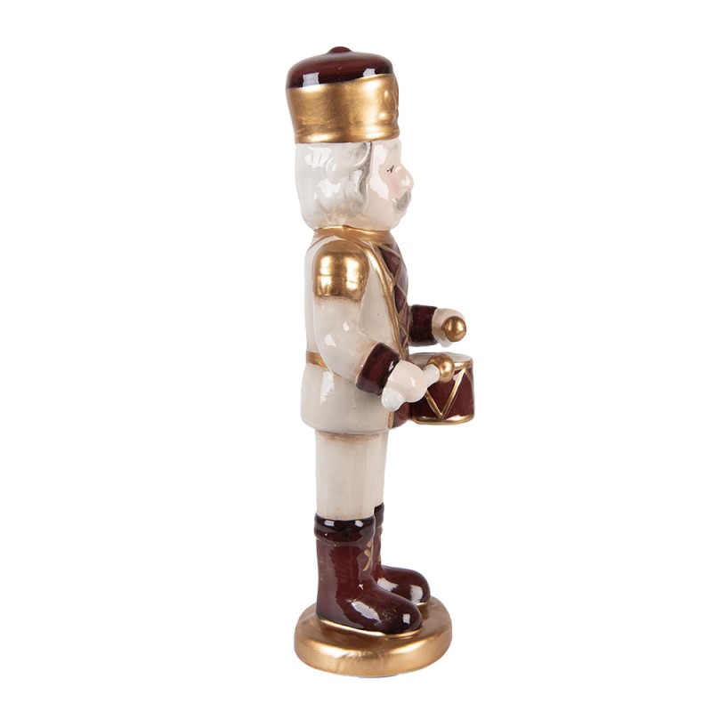 Clayre & Eef Weihnachtsdekorationsfigur Nussknacker 8x8x25 cm Beige Keramik
