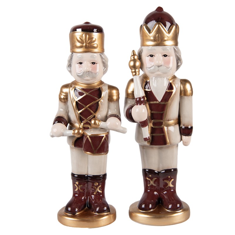 Clayre & Eef Weihnachtsdekorationsfigur Nussknacker 8x8x25 cm Beige Keramik