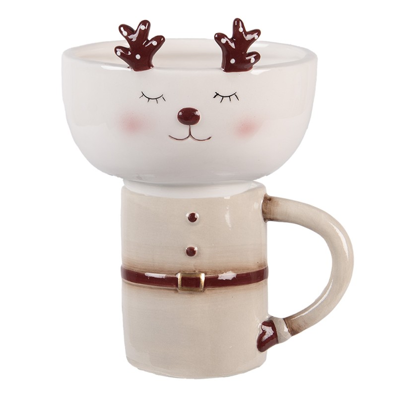 Clayre & Eef Tazza Cervo 250 ml / 250 ml Beige Ceramica Cervo