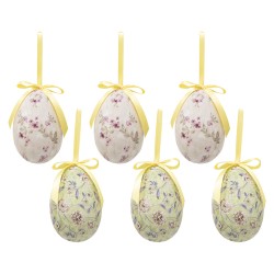 Clayre & Eef Set di 6 decorazioni pasquali Uovo Ø 7x10 cm Multi Plastica