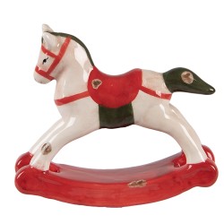 Clayre & Eef Statuetta Cavallo a dondolo 12x4x11 cm Beige Ceramica
