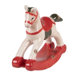 Clayre & Eef Statuetta Cavallo a dondolo 12x4x11 cm Beige Ceramica