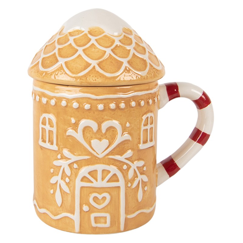 Clayre & Eef Tazza Casa di pan di zenzero 350 ml Marrone Ceramica