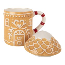 Clayre & Eef Tazza Casa di pan di zenzero 350 ml Marrone Ceramica