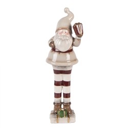 Clayre & Eef Kerstdecoratie Beeld Kerstman 8x7x23 cm Beige Keramiek