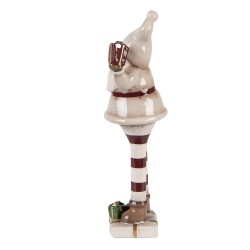 Clayre & Eef Kerstdecoratie Beeld Kerstman 8x7x23 cm Beige Keramiek