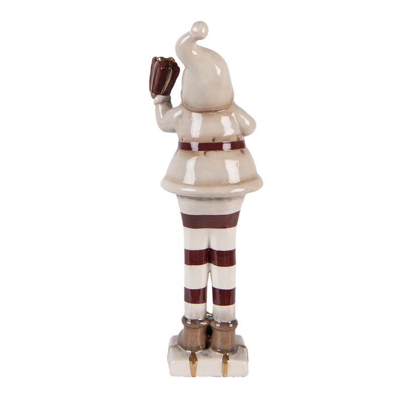 Clayre & Eef Kerstdecoratie Beeld Kerstman 8x7x23 cm Beige Keramiek