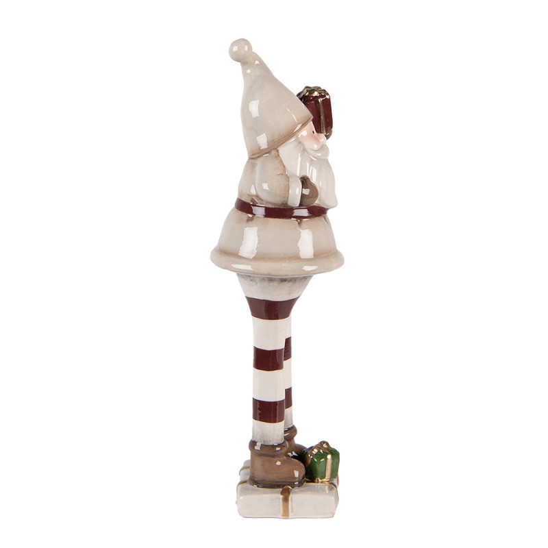 Clayre & Eef Kerstdecoratie Beeld Kerstman 8x7x23 cm Beige Keramiek