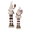 Clayre & Eef Kerstdecoratie Beeld Kerstman 8x7x23 cm Beige Keramiek