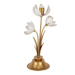 Clayre & Eef Candle holder Flower 16x11x30 cm Gold colored Metal