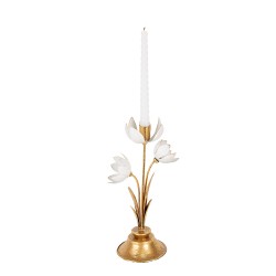 Clayre & Eef Candle holder Flower 16x11x30 cm Gold colored Metal