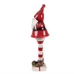 Clayre & Eef Weihnachtsdekorationsfigur Weihnachtsmann 23 cm Rot Weiß Keramik