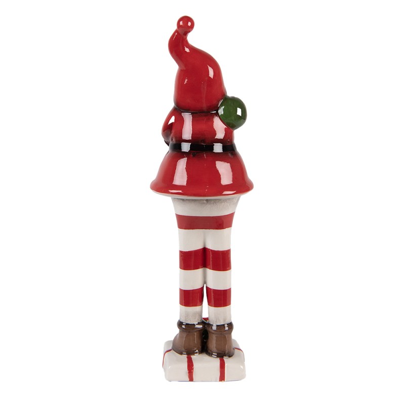 Clayre & Eef Weihnachtsdekorationsfigur Weihnachtsmann 23 cm Rot Weiß Keramik