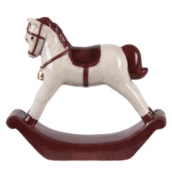 Clayre & Eef Statuetta Cavallo a dondolo 15x4x14 cm Beige Ceramica