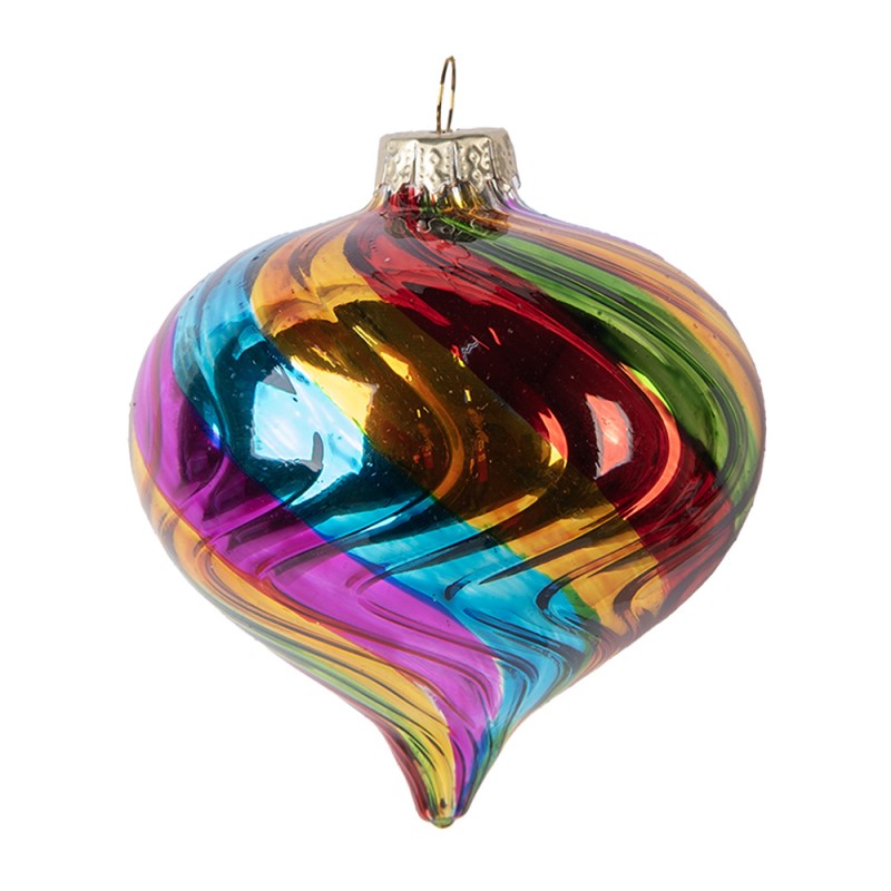 Clayre & Eef Kerstbal Ø 8x8 cm Meerkleurig Glas