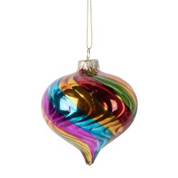 Clayre & Eef Kerstbal Ø 8x8 cm Meerkleurig Glas