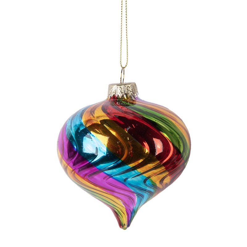 Clayre & Eef Kerstbal Ø 8x8 cm Meerkleurig Glas