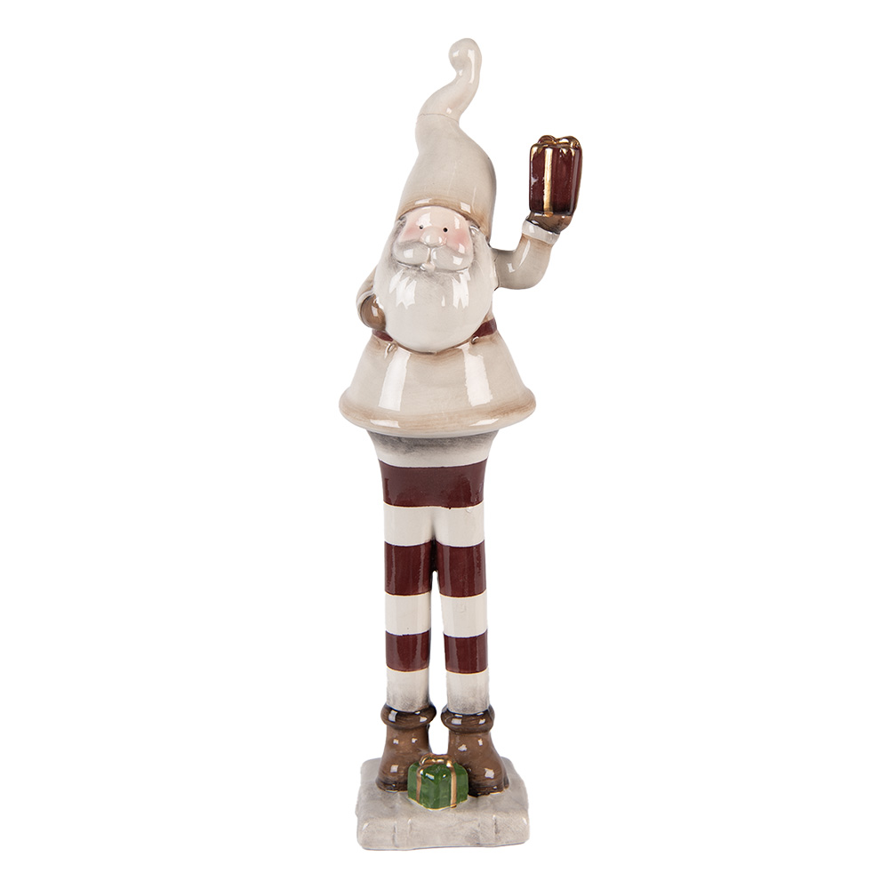 Clayre & Eef Kerstdecoratie Beeld Kerstman 9x8x30 cm Beige Keramiek afbeelding 1